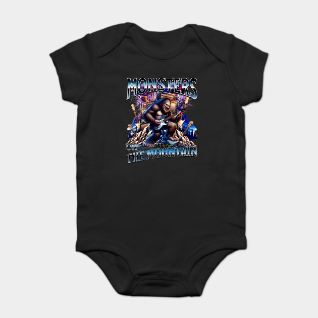 Monsters on the Mountain Rock and Roll Show Starring Bigfoot Baby Bodysuit by Joaddo